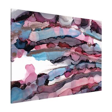 Magnetic memo board - Surfing Waves In Purple With Pink Gold