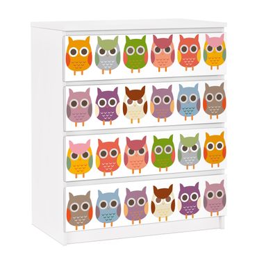 Adhesive film for furniture IKEA - Malm chest of 4x drawers - No.EK147 Owl Parade Set II