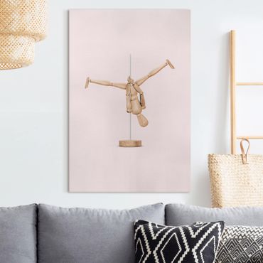 Canvas print - Pole Dance With Wooden Figure