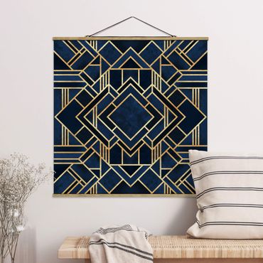 Fabric print with poster hangers - Art Deco Gold