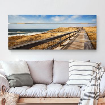 Print on wood - Stroll At The North Sea