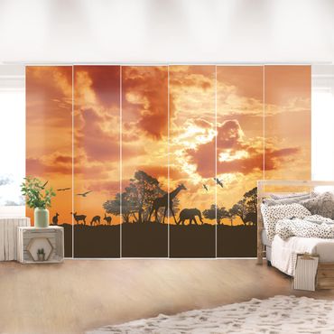 Sliding panel curtains set - Tanzania Sunset