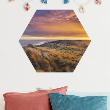 Alu-Dibond hexagon - Sunrise On The Beach On Sylt