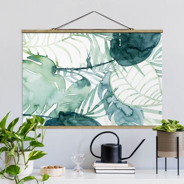 Fabric print with poster hangers - Palm Fronds In Water Color II