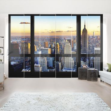 Sliding panel curtains set - Window view - Sunrise New York