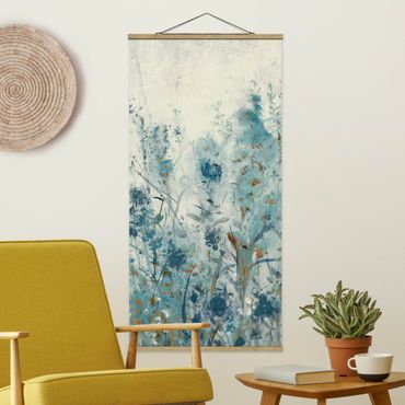 Fabric print with poster hangers - Blue Spring Meadow II