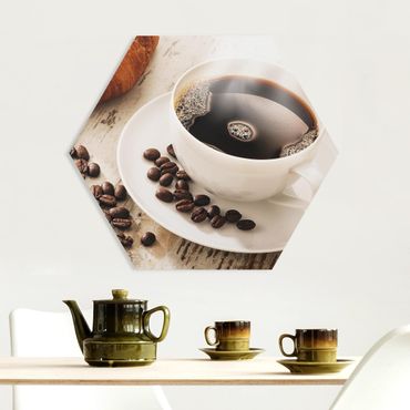 Forex hexagon - Steaming coffee cup with coffee beans