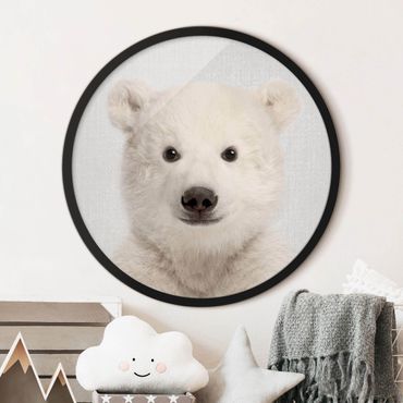 Circular framed print - Baby Polar Bear Emil