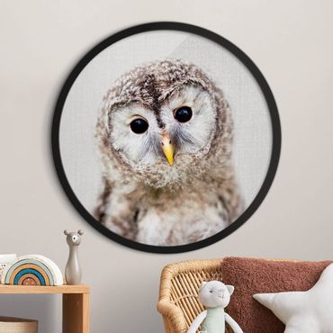 Circular framed print - Baby Owl Erika