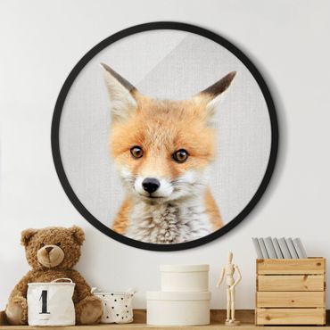 Circular framed print - Baby Fox Fritz