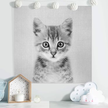 Canvas print - Baby Cat Killi Black And White - Square 1:1