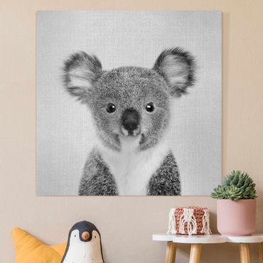 Canvas print - Baby Koala Klara Black And White - Square 1:1