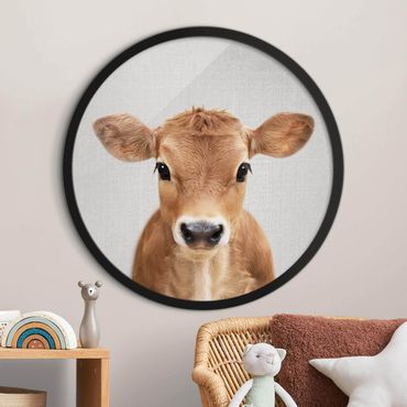 Circular framed print - Baby Cow Kira
