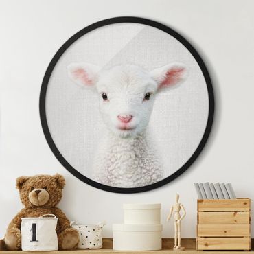 Circular framed print - Baby Lamb Lina