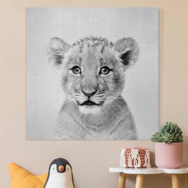 Canvas print - Baby Lion Luca Black And White - Square 1:1