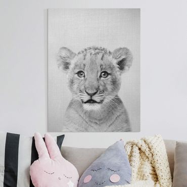 Canvas print - Baby Lion Luca Black And White - Portrait format 3:4