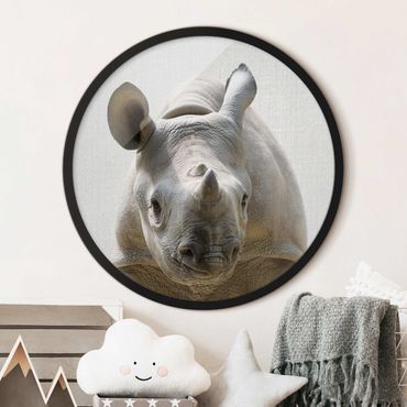 Circular framed print - Baby Rhinoceros Nina
