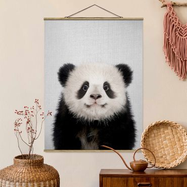 Fabric print with poster hangers - Baby Panda Prian - Portrait format 3:4