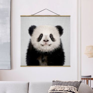 Fabric print with poster hangers - Baby Panda Prian - Square 1:1