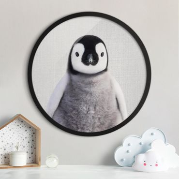 Circular framed print - Baby Penguin Pepe