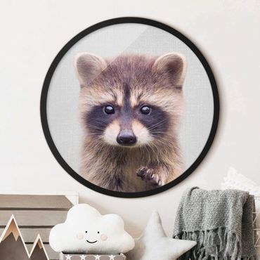 Circular framed print - Baby Raccoon Wicky
