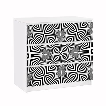 Adhesive film for furniture IKEA - Malm chest of 3x drawers - Abstract Ornament Black And White