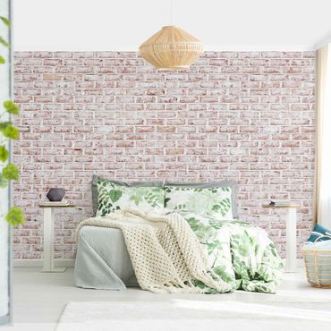 Wallpaper - Brick Wall Shabby Painted White