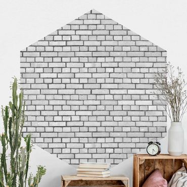 Self-adhesive hexagonal wall mural - Brick Wall White