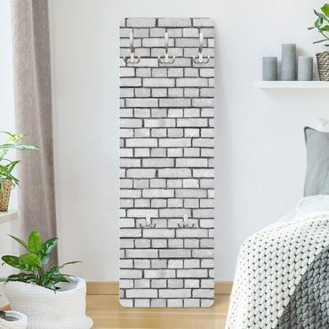Coat rack stone effect - Brick Wall White