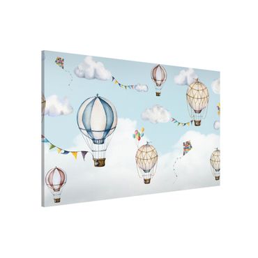 Magnetic memo board - Balloon party among the clouds