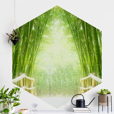 Self-adhesive hexagonal pattern wallpaper - Bamboo Way