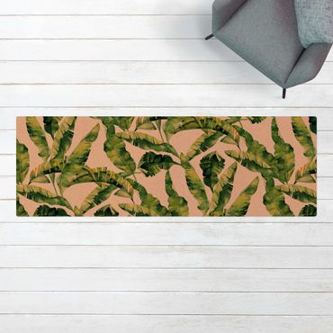 Cork mat - Banana Leaf Watercolour Pattern - Landscape format 3:1