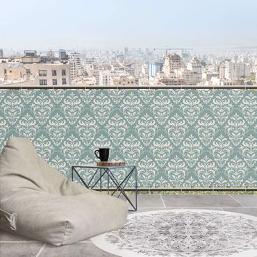 Balcony privacy screen - Baroque  Damask With Frame