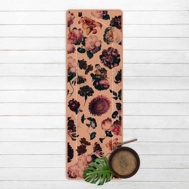 Yoga mat - Baroque Flowers With white Geometry