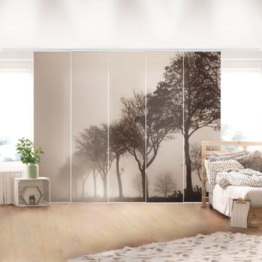 Sliding curtain set - Abstract Graphics In Peach-Colour - Panel