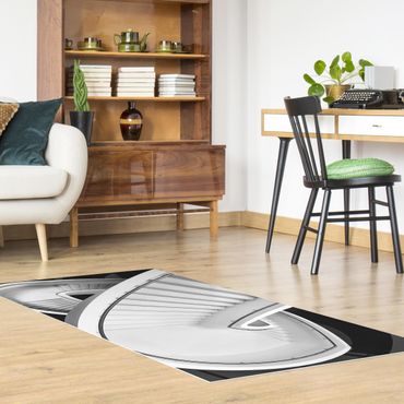 Vinyl Floor Mat - Black And White Architecture Of Stairs - Landscape Format 2:1