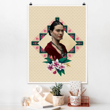 Poster art print - Frida Kahlo - Flowers And Geometry