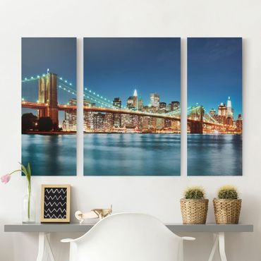 Print on canvas 3 parts - Nighttime Manhattan Bridge
