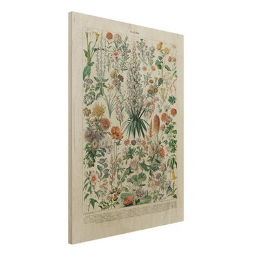 Print on wood - Vintage Board Flowers I