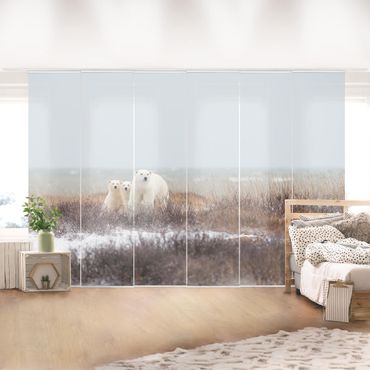 Sliding panel curtains set - Polar Bear And Her Cubs