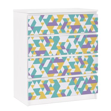 Adhesive film for furniture IKEA - Malm chest of 4x drawers - No.RY33 Lilac Triangles