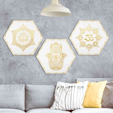 Forex hexagon - Hamsa Hand Lotus OM Illustration Set Gold