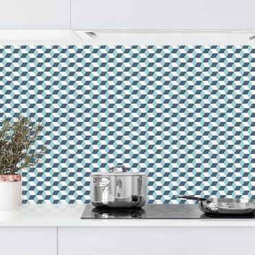Kitchen wall cladding - Geometrical Tile Mix Cubes Turquoise