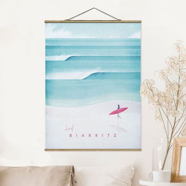 Fabric print with poster hangers - Travel Poster - Biarritz