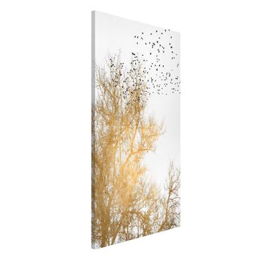 Magnetic memo board - Flock Of Birds In Front Of Golden Tree