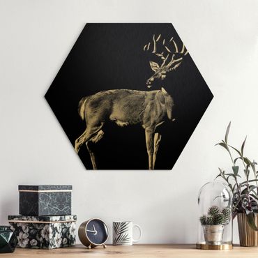 Alu-Dibond hexagon - Deer In The Dark