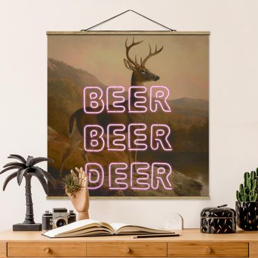 Fabric print with poster hangers - Beer Beer Deer