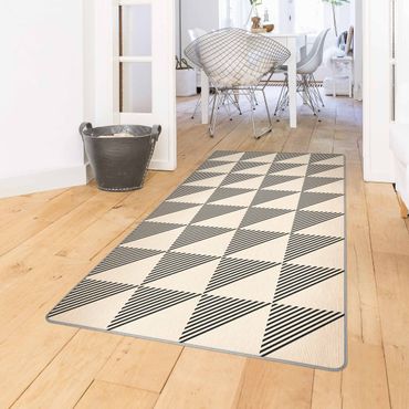 Rug - Beige Triangles And Stripes On Black