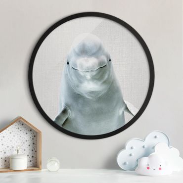 Circular framed print - Beluga Whale Bob