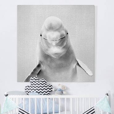 Canvas print - Beluga Whale Bob Black And White - Square 1:1